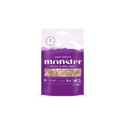 Hundgodis Monster Treats duck & red beet 100g