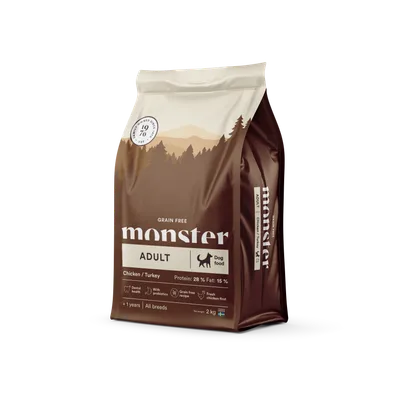 Monster Pet Food Dog Original Grain Free Adult All Breed Chicken & Turkey 2 kg