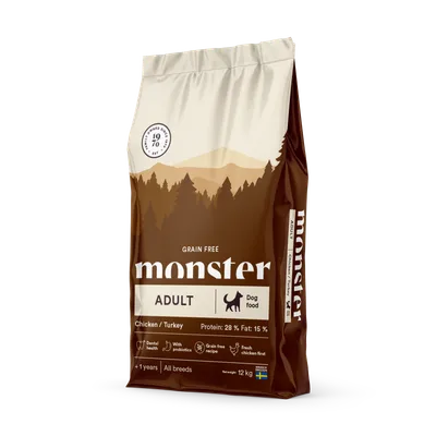Monster Pet Food Dog Original Grain Free Adult All Breed Chicken & Turkey 12 kg