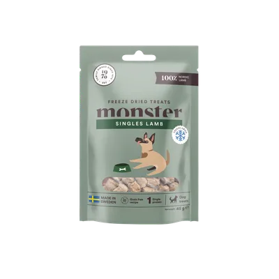 Hundgodis Monster Freeze Dried Treats Singles lamb 45g