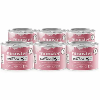 Monster Dog Baby Mousse 6 x 190 g för hundar