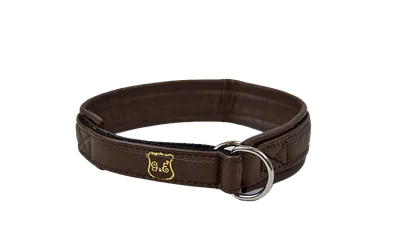 Gustaf och Evita Läderhalsband halvstryp, 25cm, Brun