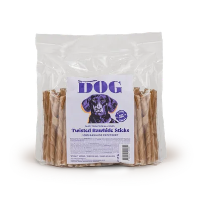 My favourite DOG Twisted Rawhide Sticks - Natural 12,5 cm 1000 g 100-pack