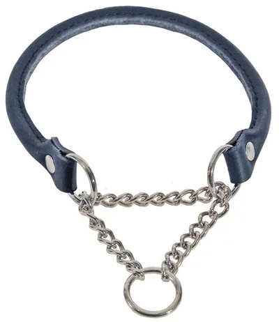Läderhalsband Halvstryp Svart 60cm
