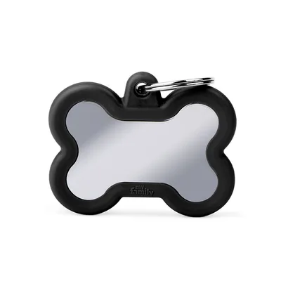 ID-bricka Hush Ben med gummikant Silver XL