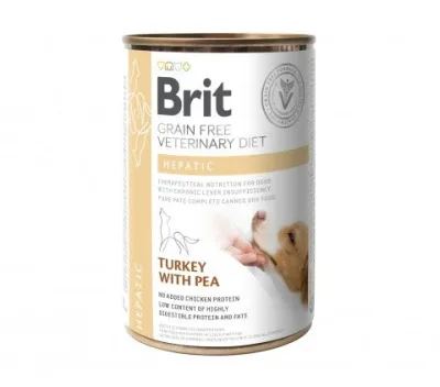 Brit Veterinary Diet Hepatic Turkey with Pea för hundar 6 x 400 g