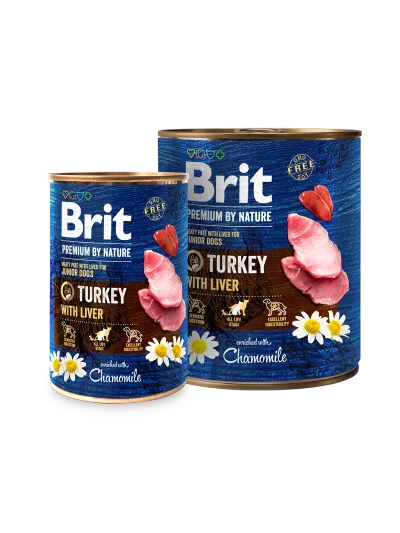 Brit Premium by Nature Kalkon & lever 6 x 400 g för hundar